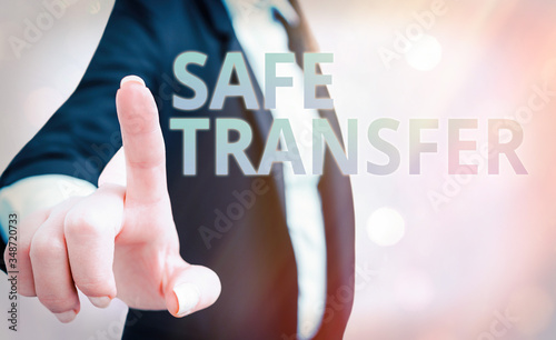 Text sign showing Safe Transfer. Business photo text Wire Transfers electronically Not paper based Transaction