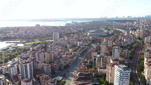 Kadikoy Bagdat Street Aerial Drone View at Covid-19 Isolation Days