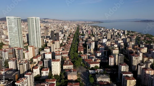 Kadikoy Bagdat Street Aerial Drone View at Covid-19 Isolation Days