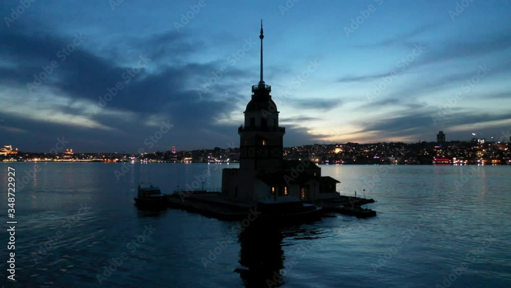 Maiden's Tower Aerial Drone View at Covid-19 Isolation Days Maiden's Tower Aerial Drone View at Covid-19 Isolation Days