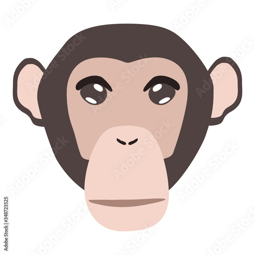 African Animal - Chimpanzee Head/Face - Vector Cartoon