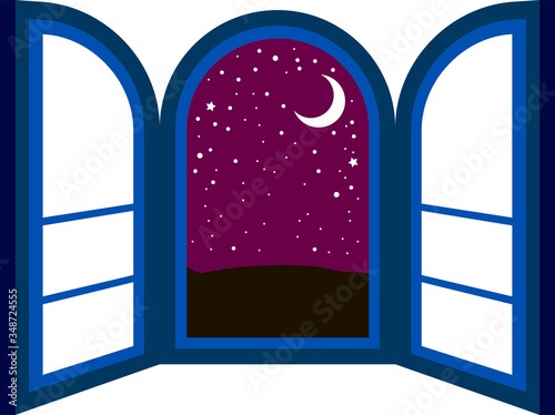 Open window frame at mid night