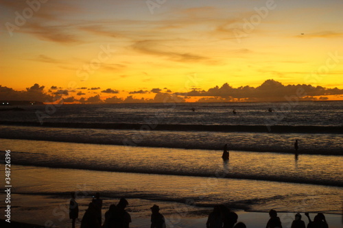 Orange sky in Kuta beach, Bali 