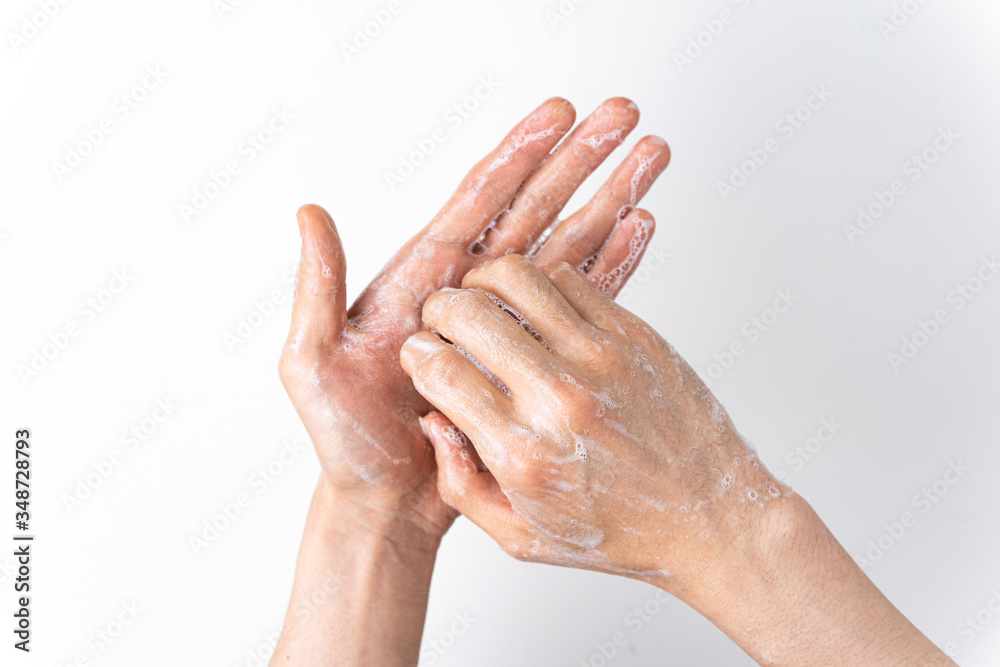 the hand of a man who shows his hand washing the hand of a man who shows his hand washing