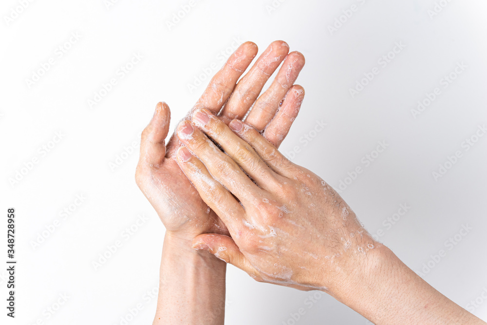 the hand of a man who shows his hand washing the hand of a man who shows his hand washing