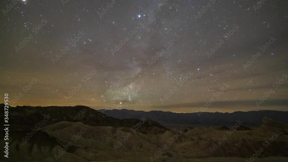 Death Valley National Park Zabriskie Point Milky Way Starry Night Time Lapse Death Valley National Park Zabriskie Point Milky Way Starry Night Time Lapse