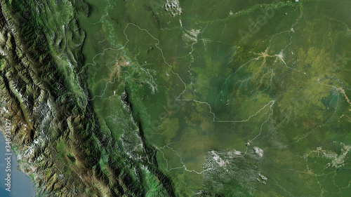 Ucayali, Peru - outlined. Satellite