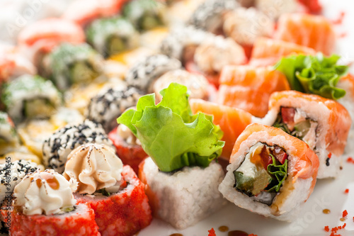 Sushi sun set with various sushi types