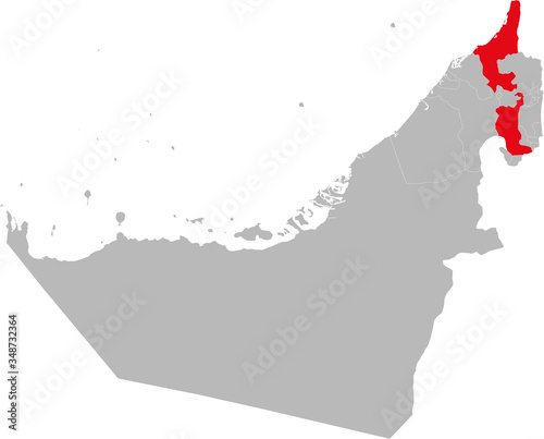 Ras al-Khaimah state highlighted on United Arab Emirates map. Business concepts and backgrounds.