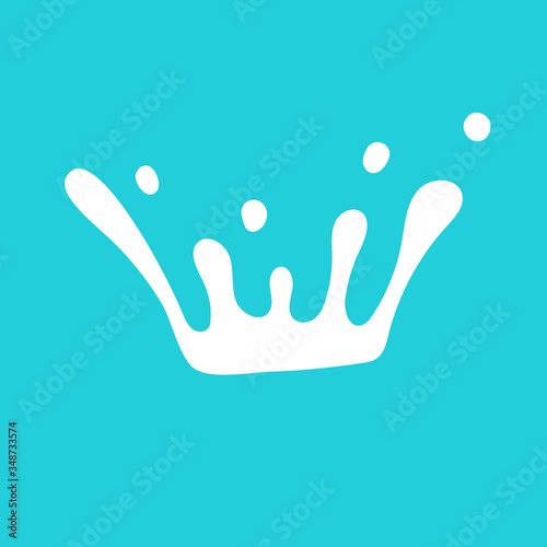 Milk crown badge and dairy labels with splashes and bolts. Milk badge with drop and splash for labels of package.