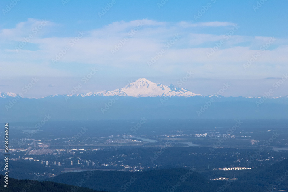 Snowcapped Mount Baker (Washington State, US) seen from across the border in British Columbia, Canada. 