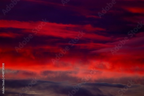 dramatic red sky at sunset