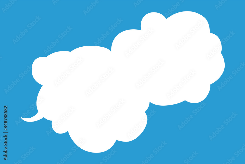 Cute cartoon cloud speech bubble connected sideways