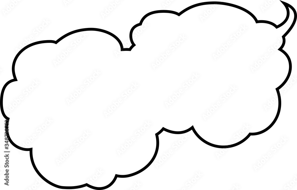 Cute cartoon cloud speech bubble connected sideways outline Cute cartoon cloud speech bubble connected sideways outline