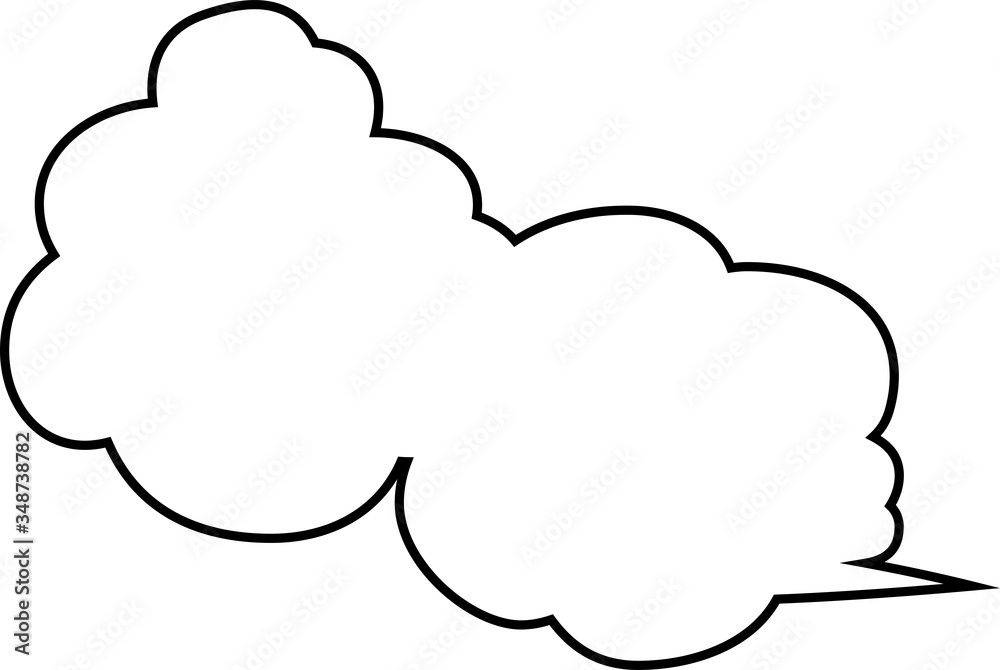 Cute cartoon cloud speech bubble connected sideways outline Cute cartoon cloud speech bubble connected sideways outline
