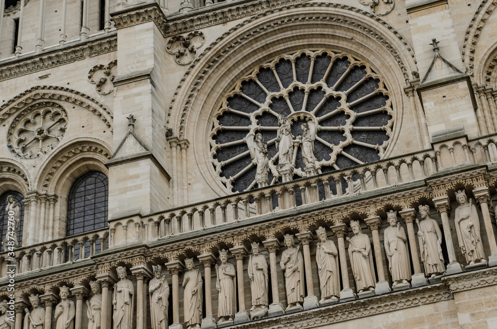 Facade of the Notre Dame Cathedral, Paris, France. Facade of the Notre Dame Cathedral, Paris, France.