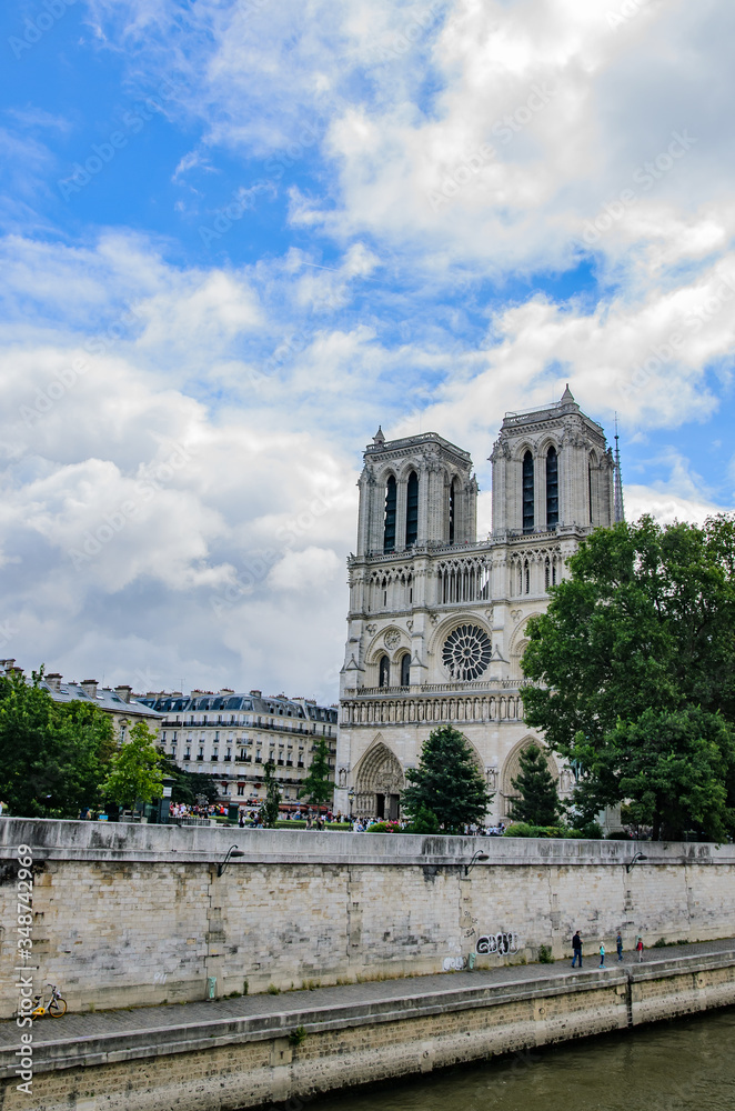 Notre Dame and Seine river, Paris, France.
