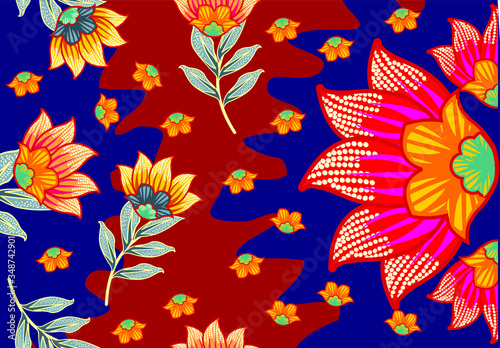Indonesian batik motifs with very distinctive plant patterns Vector