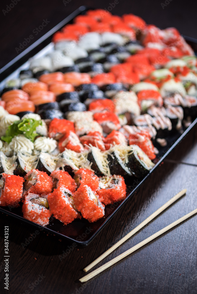 Sushi set with various maki and uramaki sushi type Sushi set with various maki and uramaki sushi type