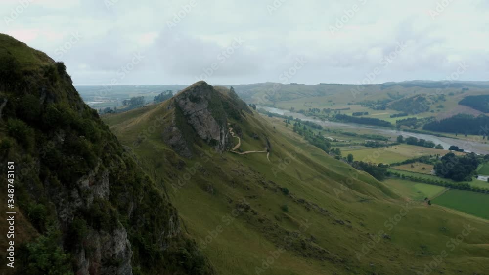 Aeiral tracking over the cliff face of Te Mata Peak in Hawkes Bay, New Zealand Aeiral tracking over the cliff face of Te Mata Peak in Hawkes Bay, New Zealand