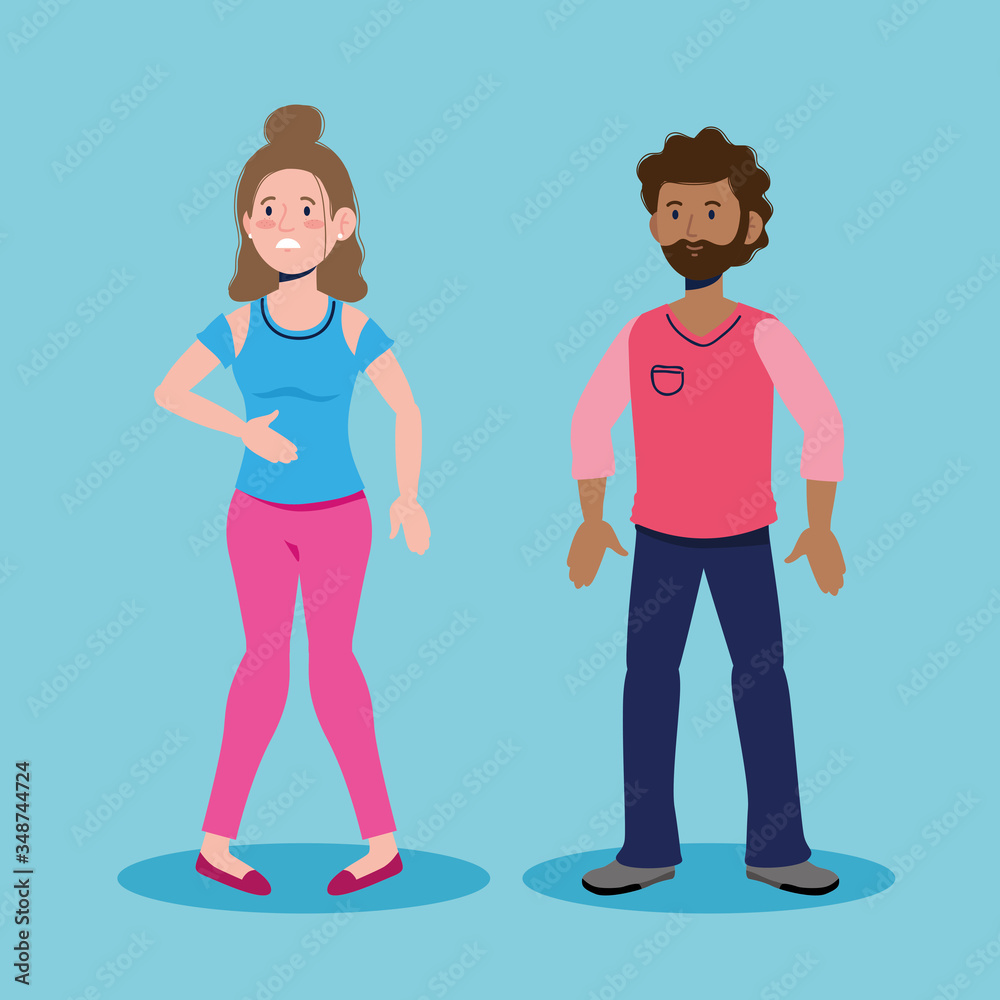 fashion girl and boy talking with casual clothes fashion girl and boy talking with casual clothes