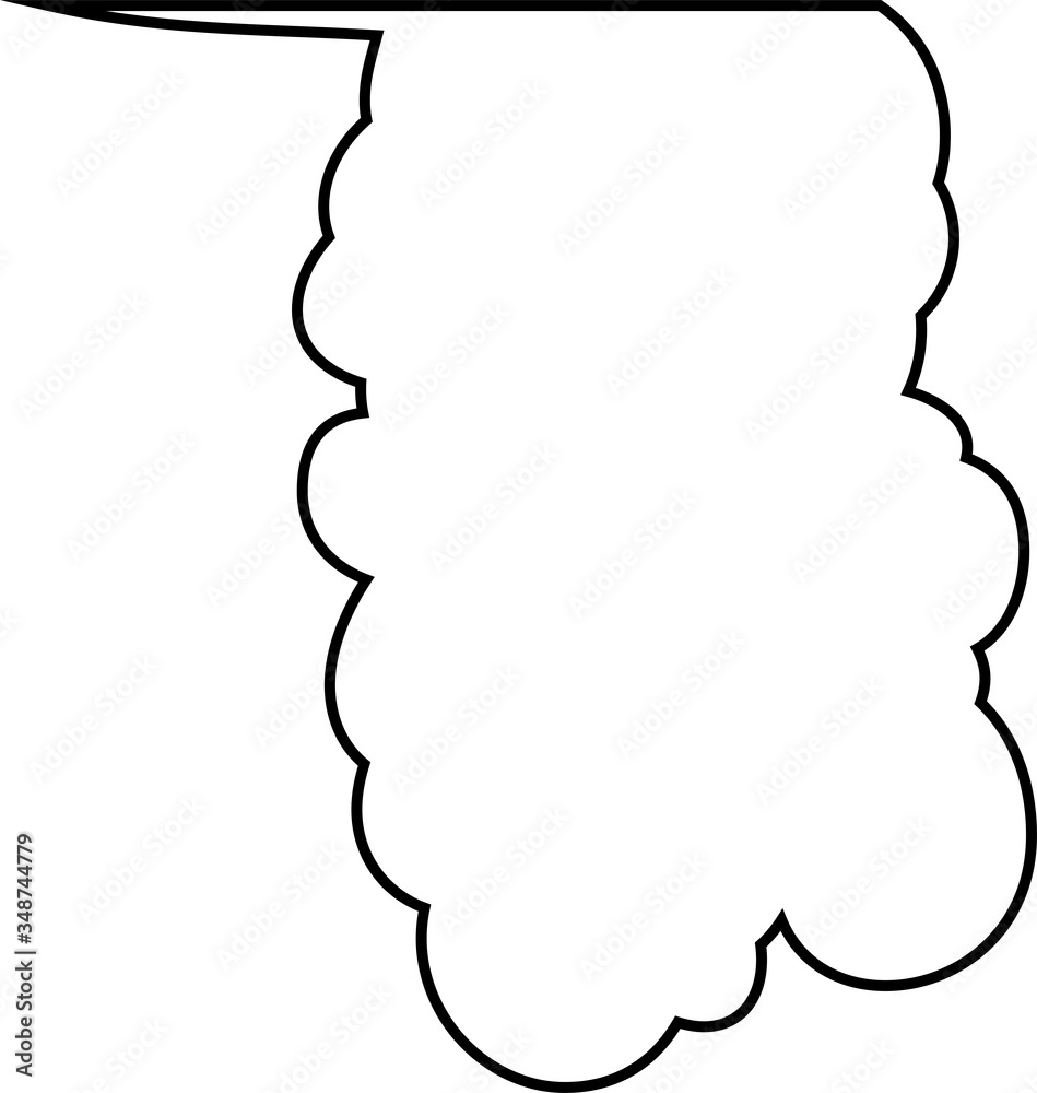 Vertically connected cute cartoon cloud speech bubbles outline