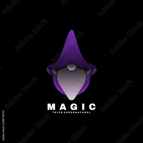 Vector Logo Illustration Magician Gradient Colorful Style
