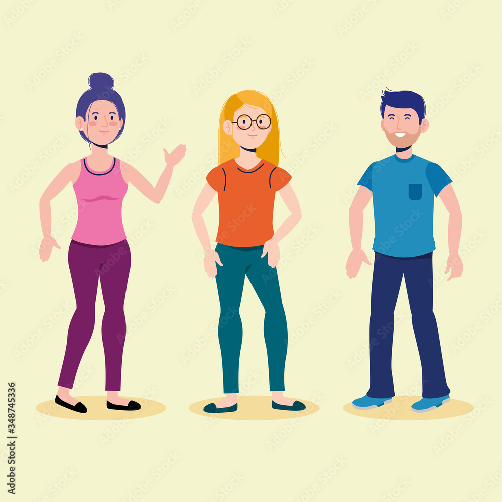 attractive boy and girls talking with casual clothes attractive boy and girls talking with casual clothes