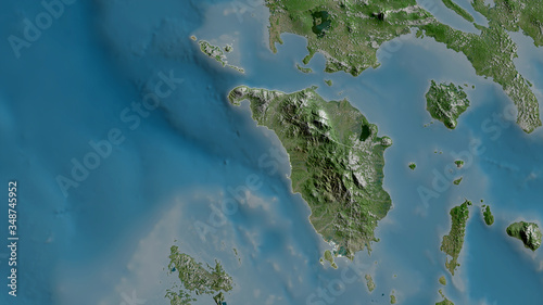 Occidental Mindoro, Philippines - outlined. Satellite
