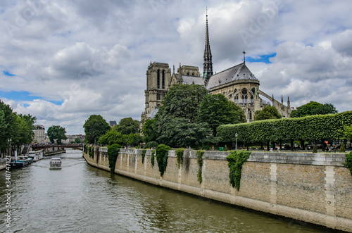 Notre Dame Cathedral and the river Seine, Paris, France.