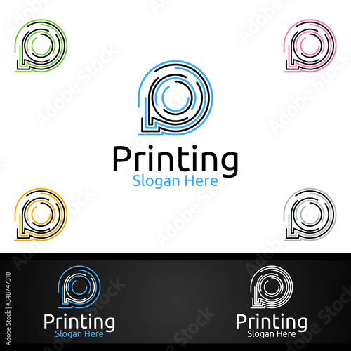 Letter P Printing Company Vector Logo Design for Media, Retail, Advertising, Newspaper or Book Concept