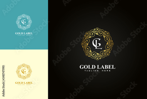 luxury premium vector logo with golden ornament
