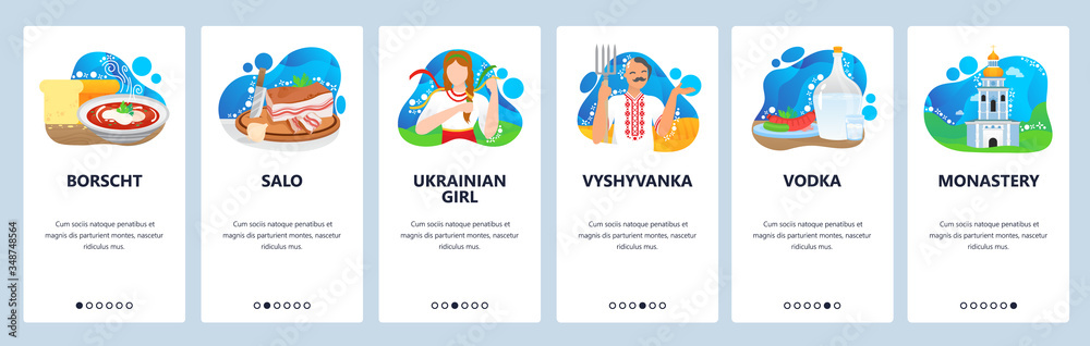 Ukraine website and mobile app onboarding screens vector template Ukraine website and mobile app onboarding screens vector template