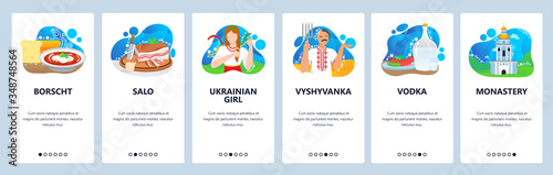 Ukraine website and mobile app onboarding screens vector template