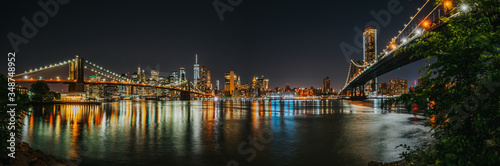 Panoramic view of Manhattan Bridge and Brooklyn Bridge  NYC USA