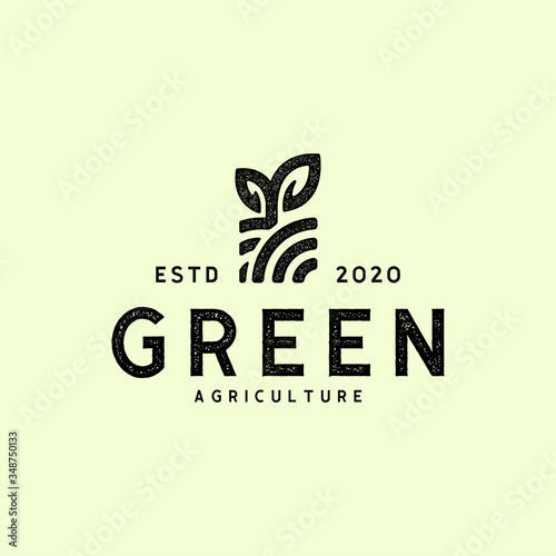 Retro Vintage Agriculture, Eco farm logo design vector illustration