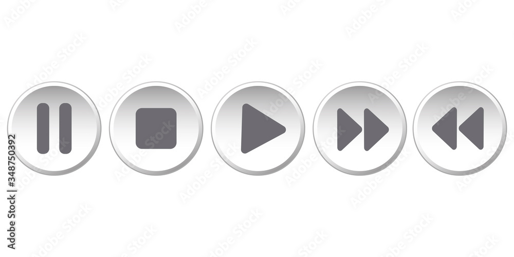 Player button icons. Media player control. Buttons: pause, stop, play, rewind. Vector image. Stock Photo. Player button icons. Media player control. Buttons: pause, stop, play, rewind. Vector image. Stock Photo.
