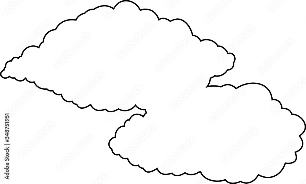 Japanese clouds connected to each other outline Japanese clouds connected to each other outline