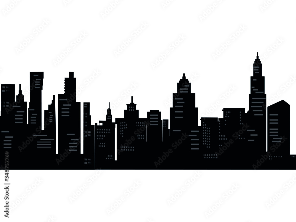 vector Modern city silhouette night mode transparent background