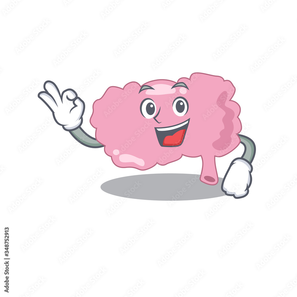 Brain mascot design style showing Okay gesture finger Brain mascot design style showing Okay gesture finger
