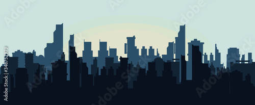 Silhouette of the city.Modern city landscape banner Vector illustration