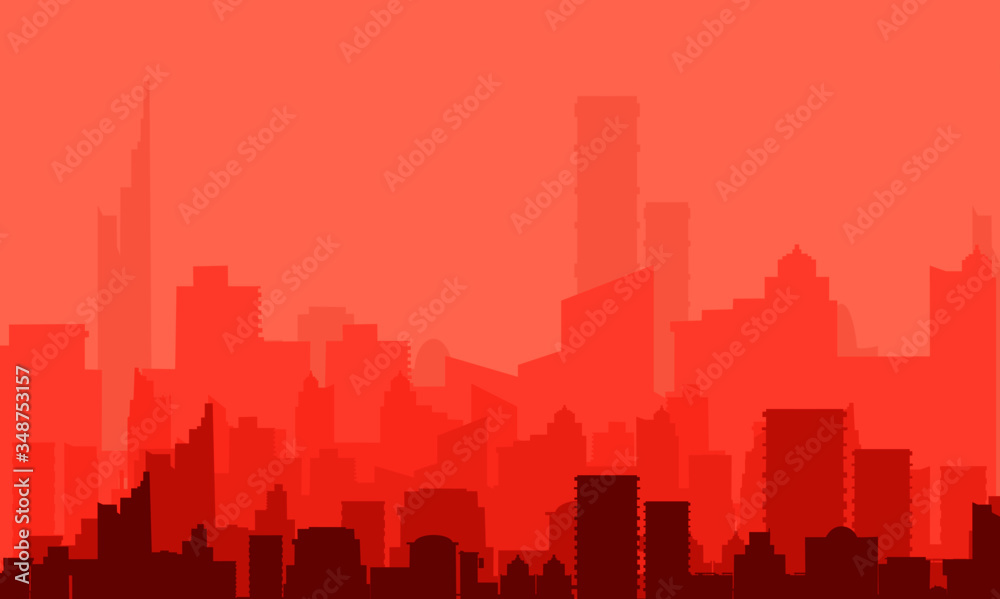  Modern City Silhouette Background Light Orange Vector Color