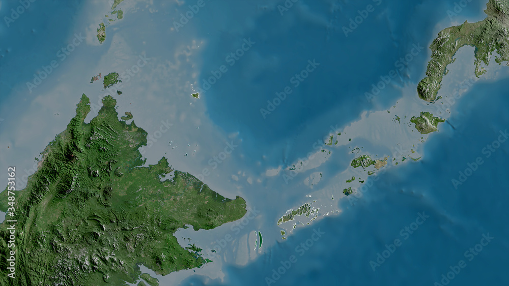Tawi-Tawi, Philippines - outlined. Satellite