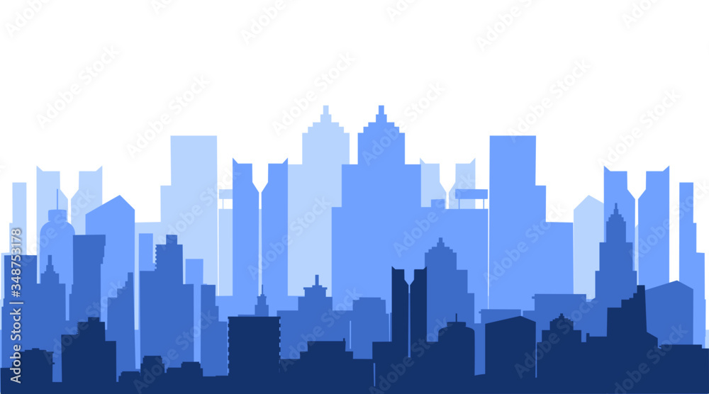 Modern Vector City Silhouette Background Light Blue Tone