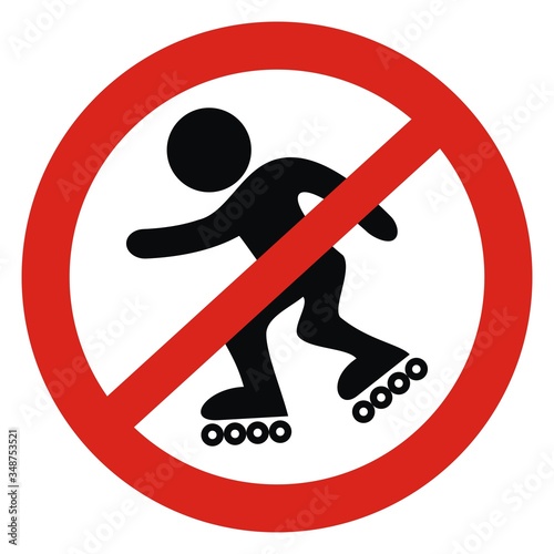 No roller skates sign. Vector isolated icon.