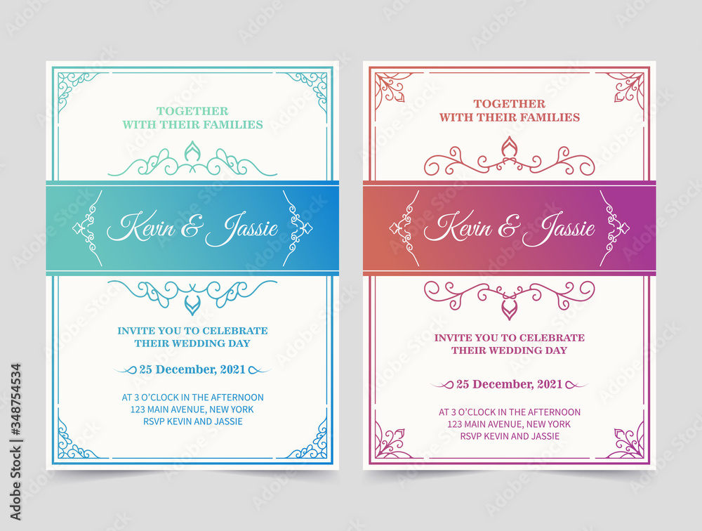 Modern vintage gradient vector invitation card template	