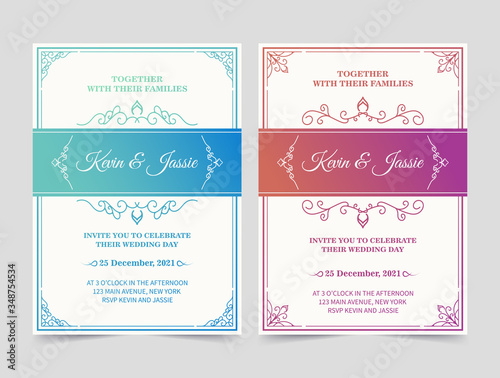 Modern vintage gradient vector invitation card template 