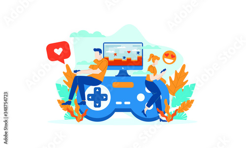 Play game together vector illustration concept video template background isolated can be use for presentation web banner UI UX landing page