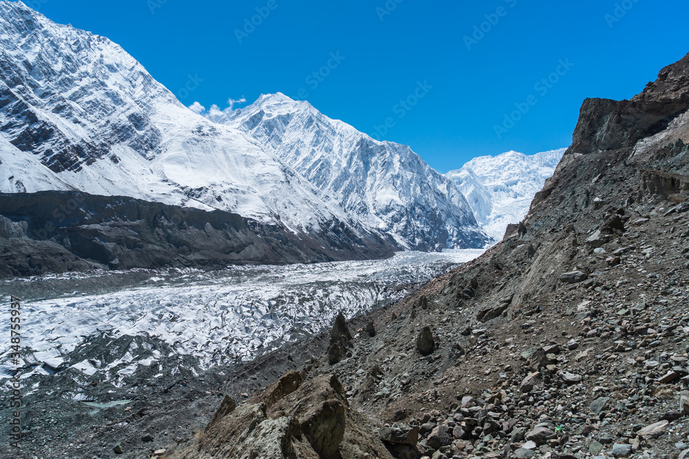 Hopper glacier in Nagar valley, Karakoram mountains range in Pakistan