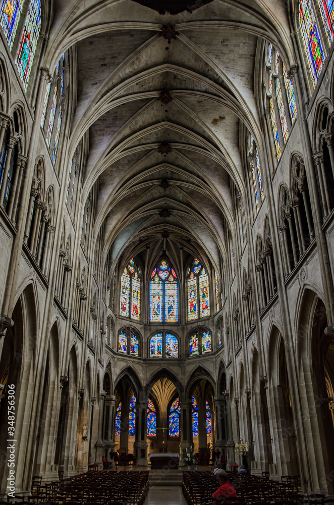 Interior of the Church of Saint Severin, Paris, France.
